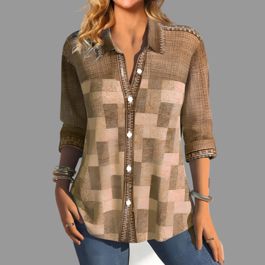 Women's Down Blouse Button Front Everyday Style - Fashinoza