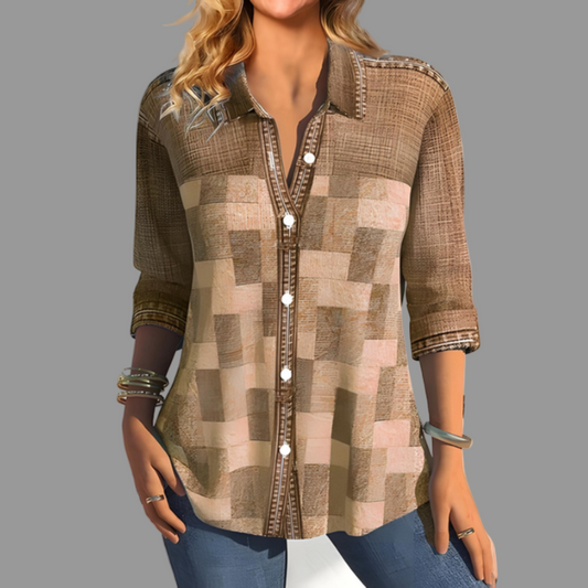 Women's Down Blouse Button Front Everyday Style - Fashinoza