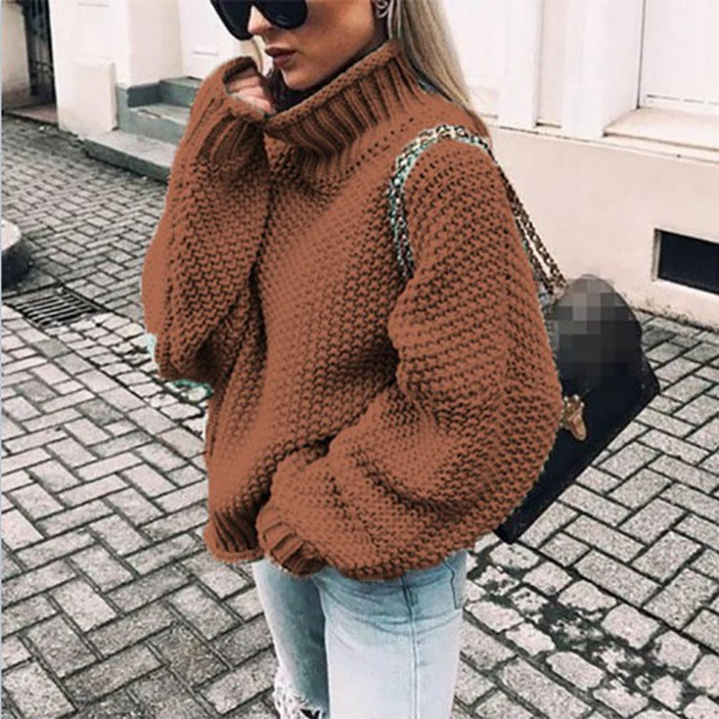 Women's Chunky Knit Turtleneck Sweater Oversized Cozy