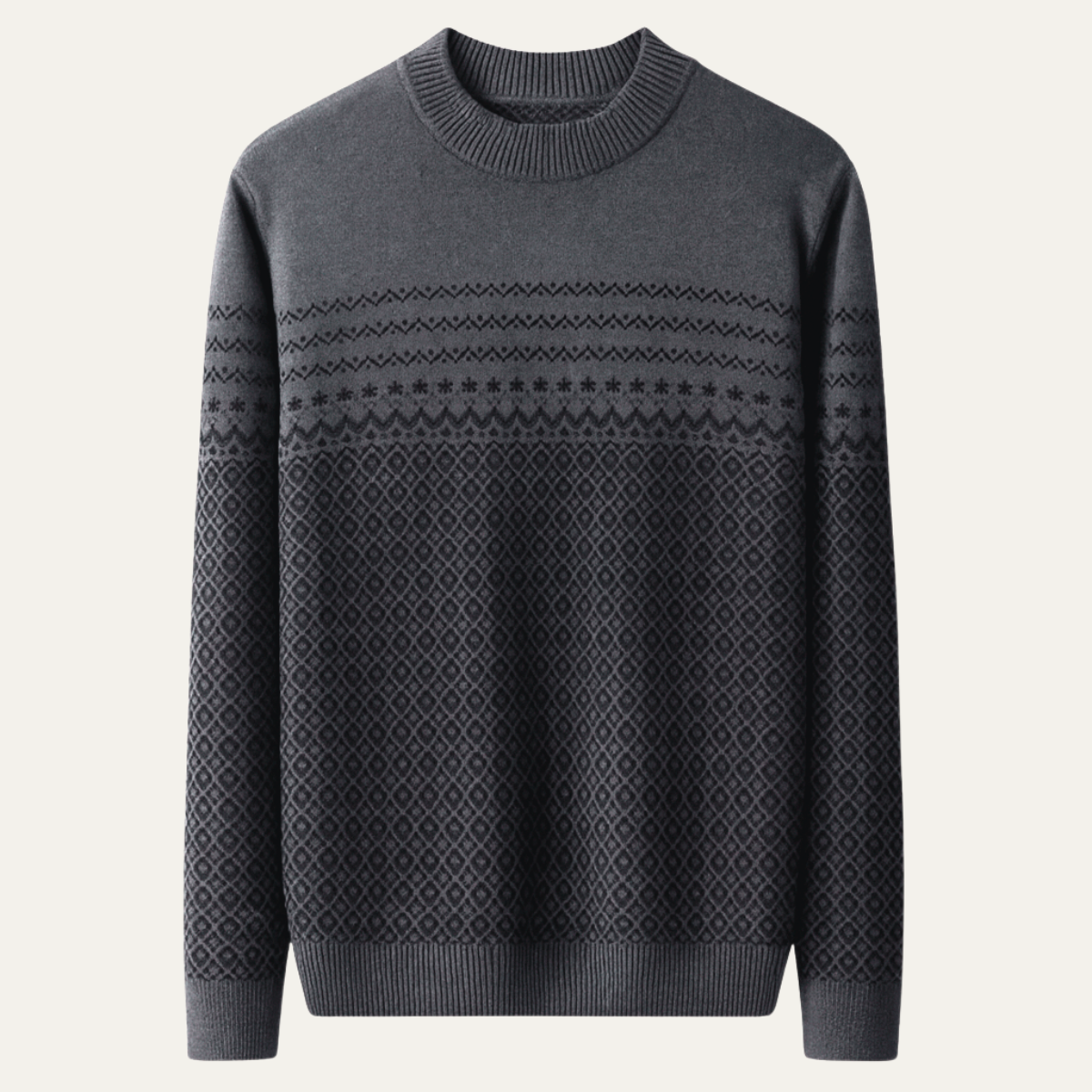 Murcia Men's Thick Jacquard Knit Sweater High Collar - Fashinoza