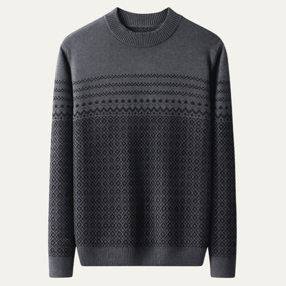 Murcia Men's Thick Jacquard Knit Sweater High Collar - Fashinoza