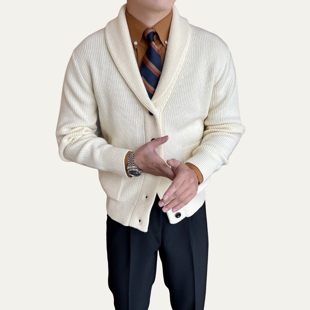Men's Soft Knit Cardigan Button Up Sweater