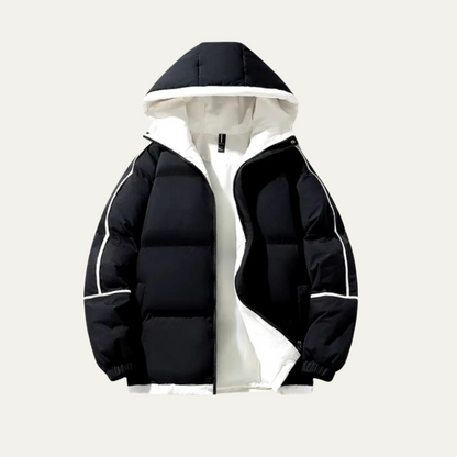 Men's Waterproof Puffer Jacket Hooded Winter Coat - Fashinoza