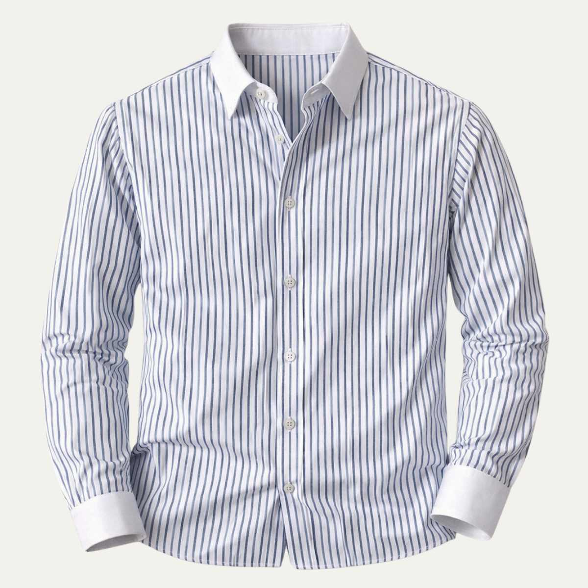 Men's Classic Dress Shirt Blue Stripe Cotton Formal - Fashinoza