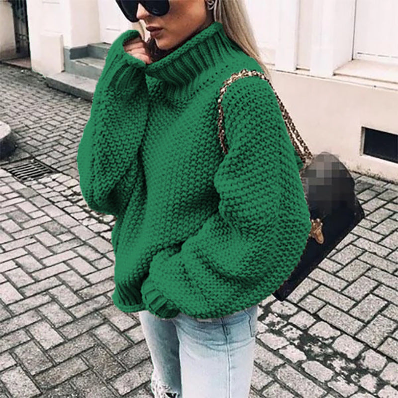 Women's Chunky Knit Turtleneck Sweater Oversized Cozy