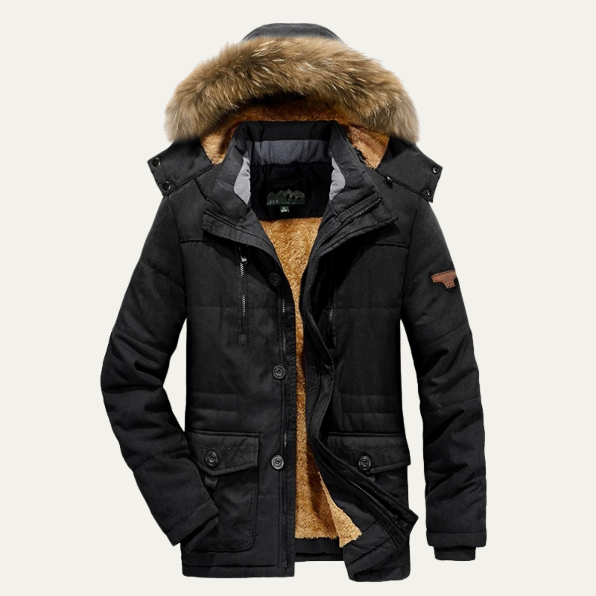Men's Fleece Lined Hooded Parka Jacket