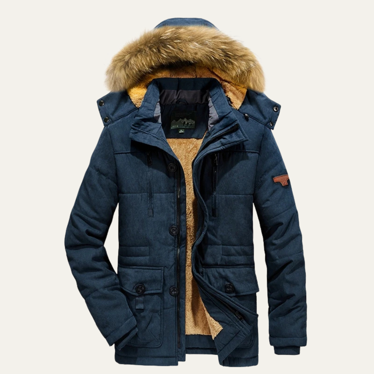 Men's Thick Fleece Hooded Parka Jacket - Fashinoza