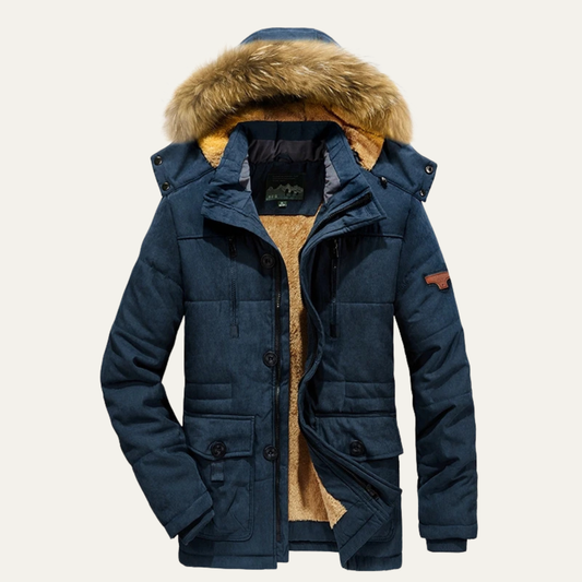 Men's Thick Fleece Hooded Parka Jacket - Fashinoza