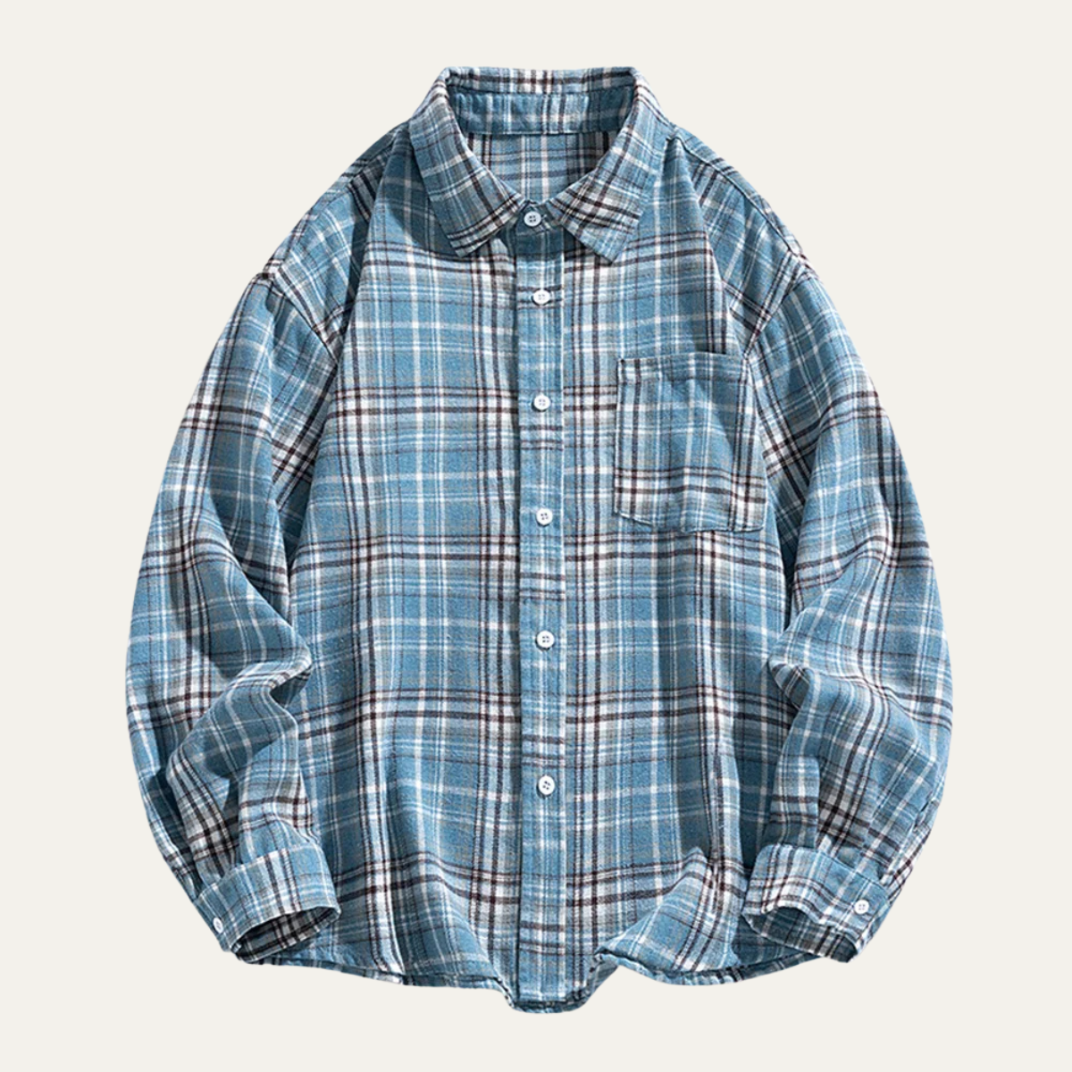 Men's Plaid Casual Shirt Loose Fit Retro