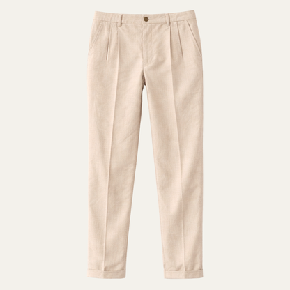 Men's Slim Fit Linen Dress Pants Lightweight Beige - Fashinoza