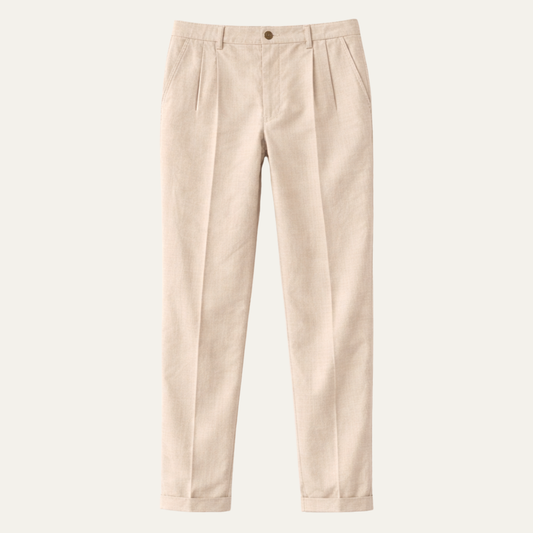 Men's Slim Fit Linen Dress Pants Lightweight Beige - Fashinoza