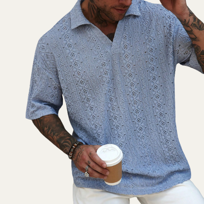 Men's Short Sleeve Polo Shirt Cotton Light Blue