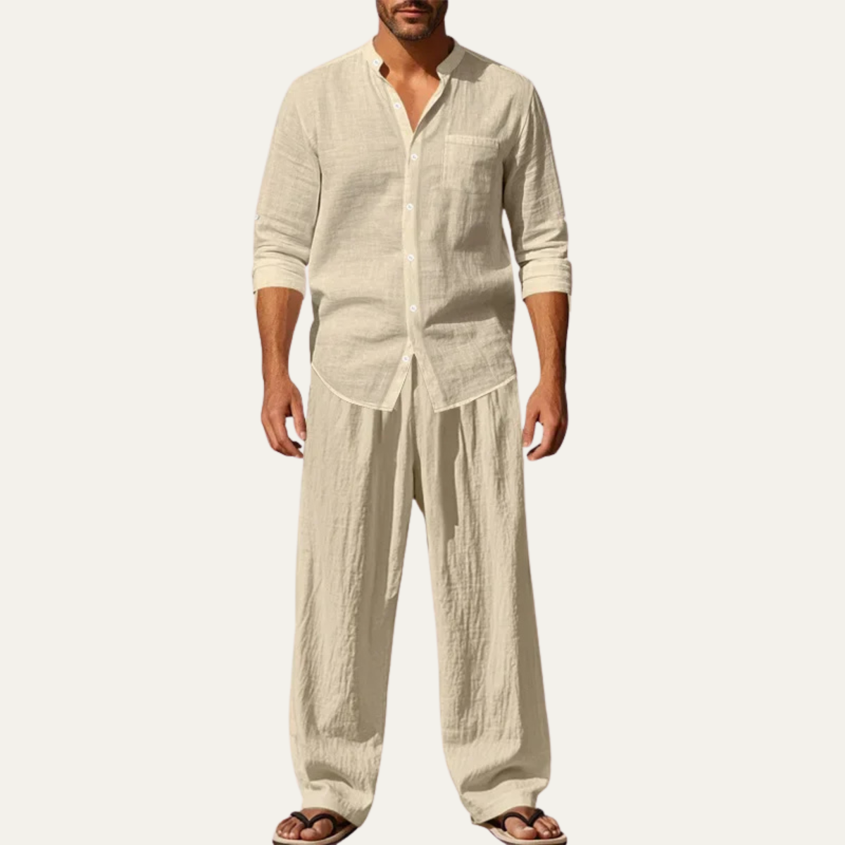 Mens Linen Two Piece Set Shirt And Pants