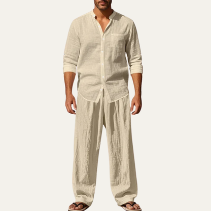 Mens Linen Two Piece Set Shirt And Pants