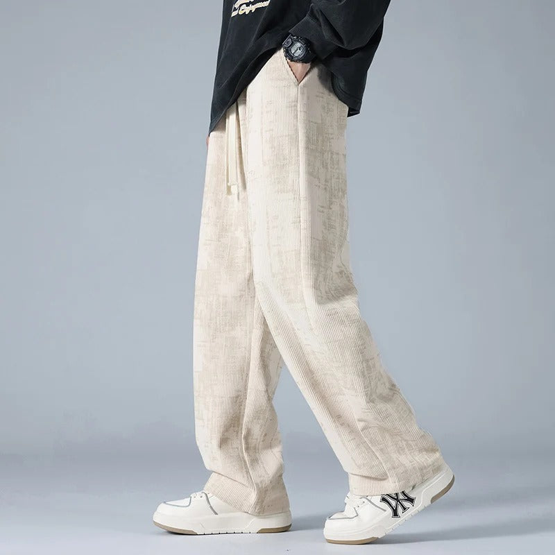 Men's Relaxed Fit Ribbed Drawstring Pants Casual Comfort - 
Fashinoza