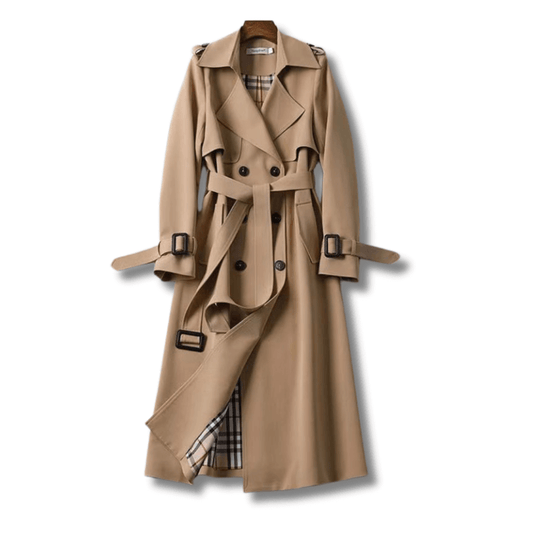 Women's Double-Breasted Trench Coat Classic Waterproof - Fashinoza