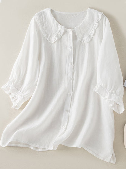 Gabriella | Women Spring Ruffled Collar Button Blouse Top