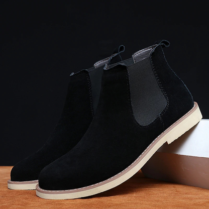 Men's Leather Suede Chelsea Boots Fur Lined - Fashinoza