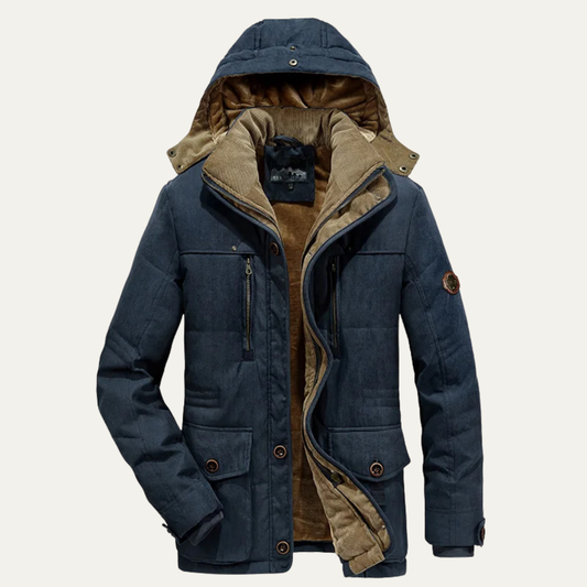 Men's Warm Hooded Parka Jacket - Fashinoza