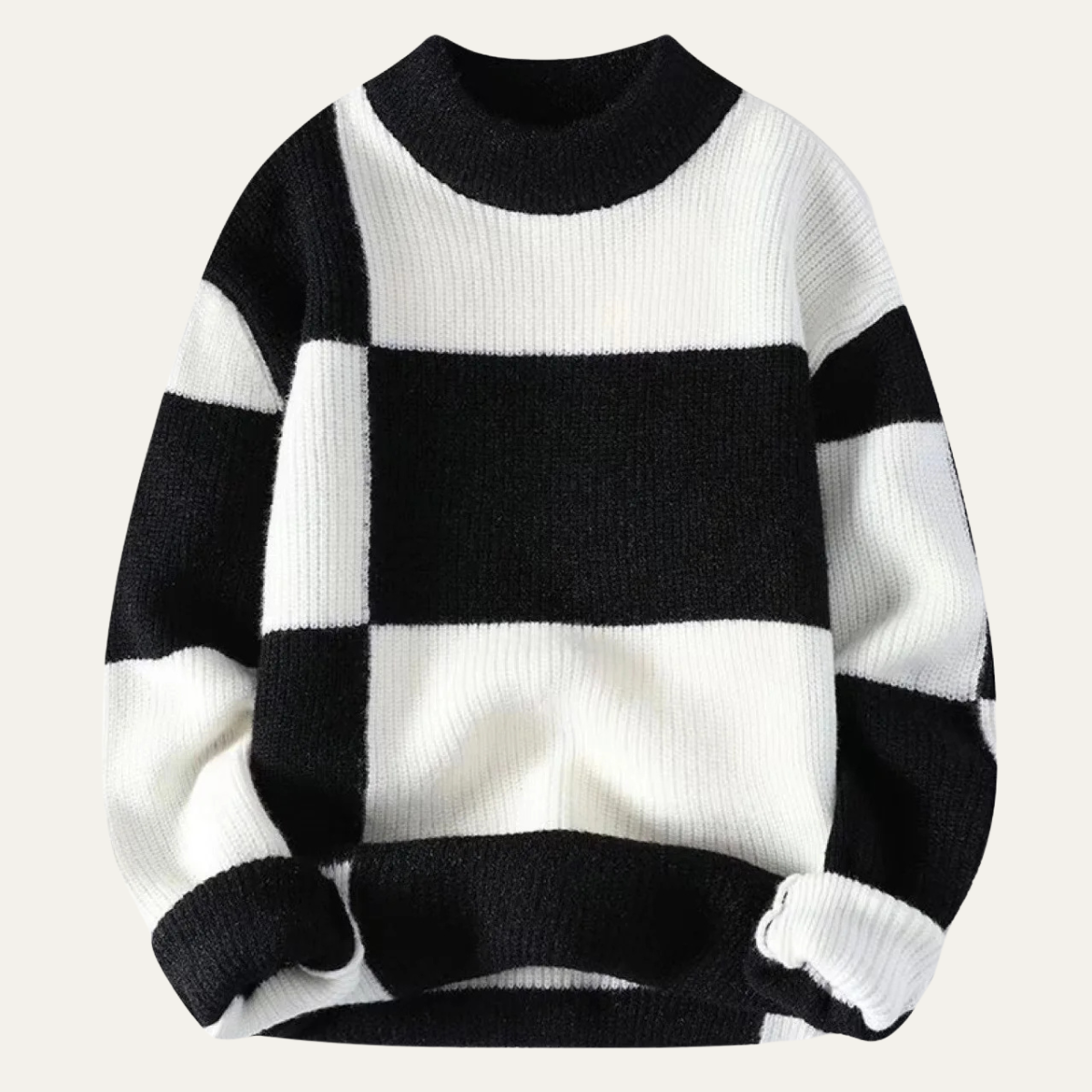 Men's Striped Knit Sweater Round Neck Casual