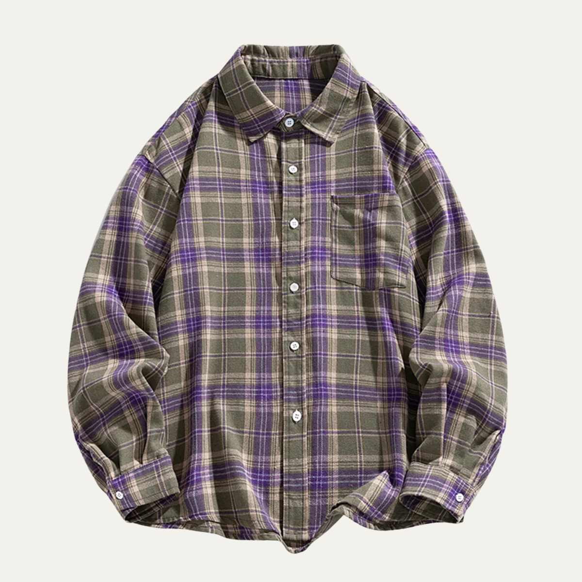 Men's Plaid Casual Shirt Loose Fit Retro
