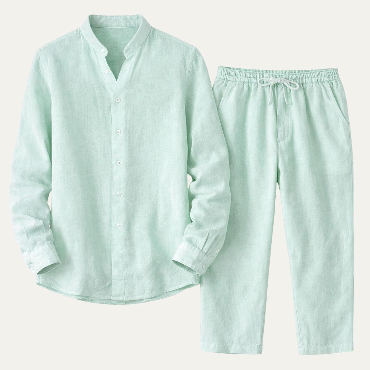Men's Cotton Linen Shirt And Pants Set - Fashinoza