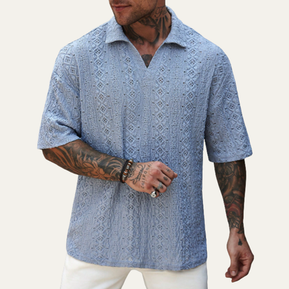 Men's Short Sleeve Polo Shirt Cotton Light Blue