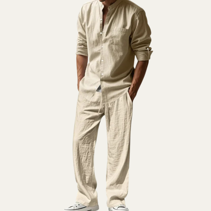 Mens Linen Two Piece Set Shirt And Pants
