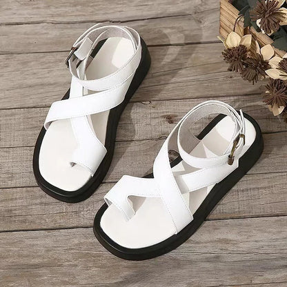 Women's Platform Buckle Sandals Flat - Fashinoza