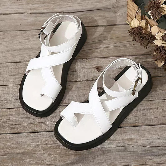 Women's Platform Buckle Sandals Flat - Fashinoza