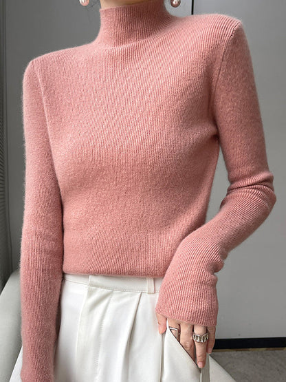 Elegant Ribbed Knit Turtleneck Sweater