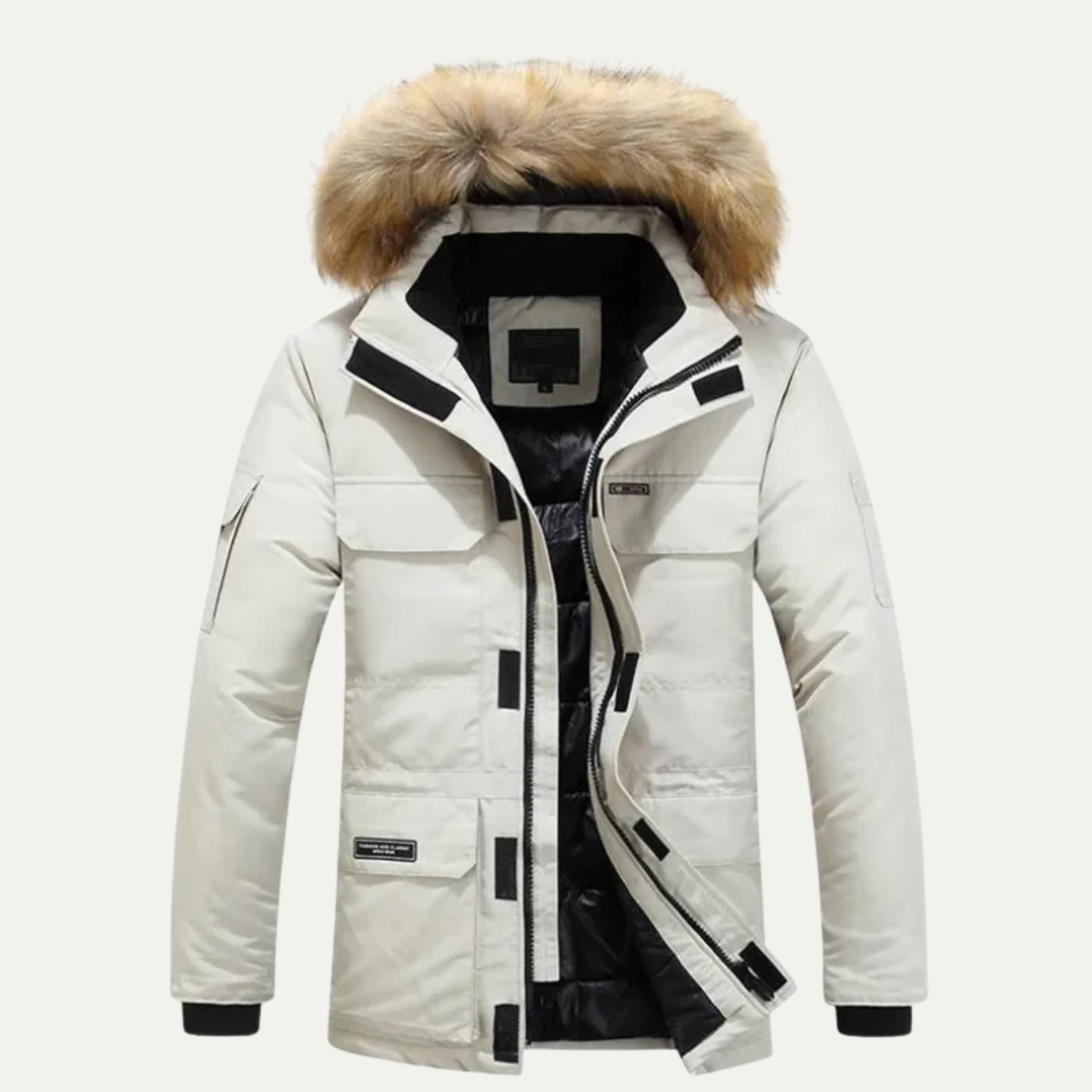 Men's Thick Warm Winter Parka Fur Hood - Fashinoza