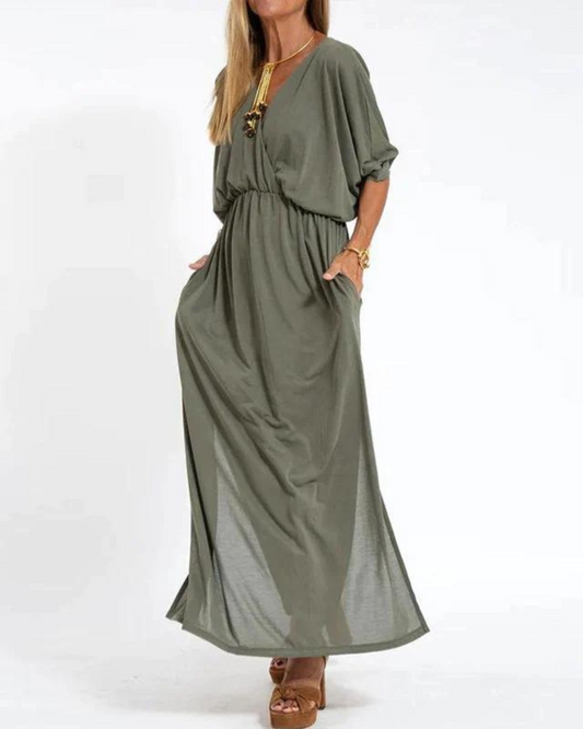 Women's Maxi Dress With Side Pockets - Fashinoza