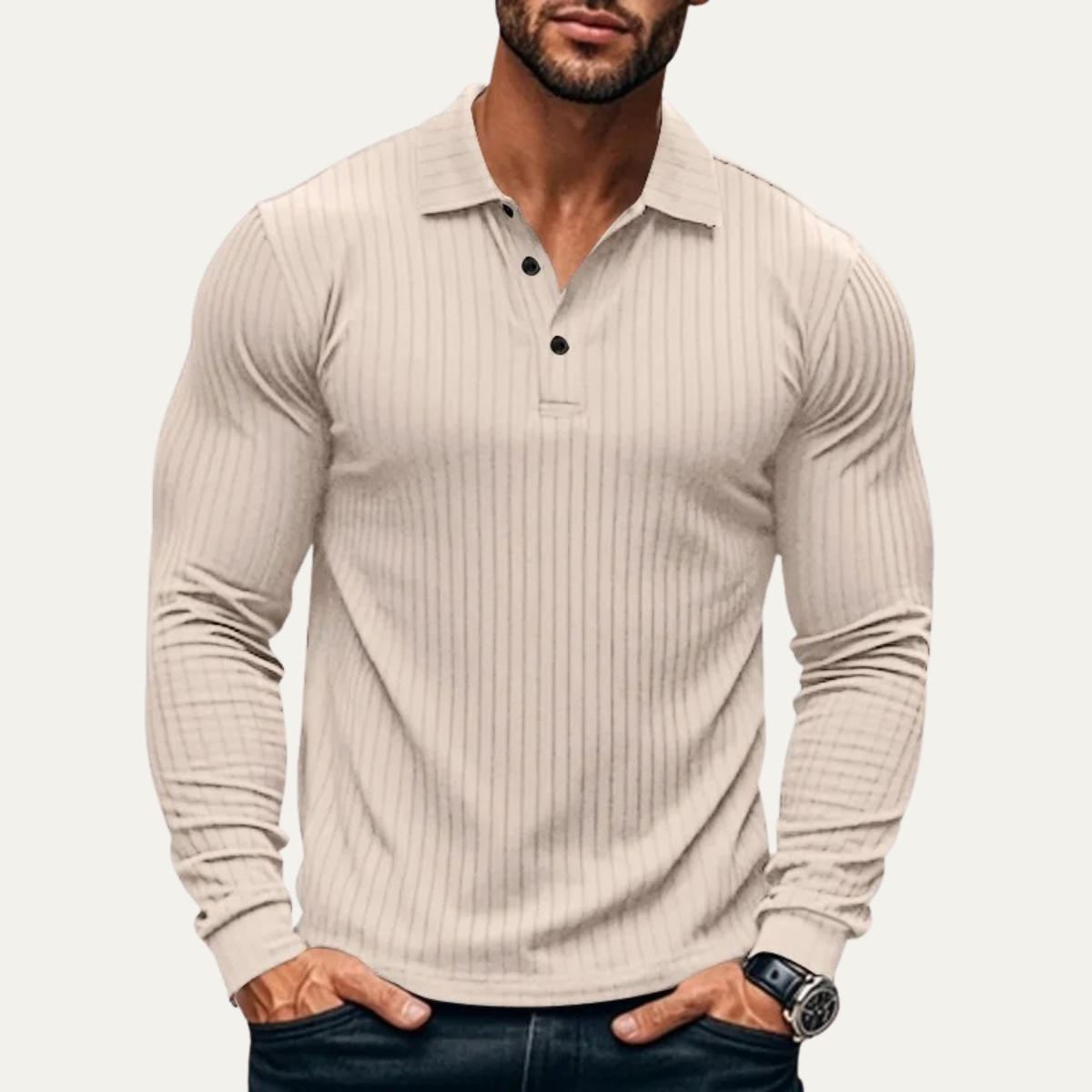 Men's Ribbed Polo Shirt Knitted
