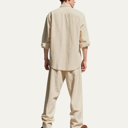 Mens Linen Two Piece Set Shirt And Pants