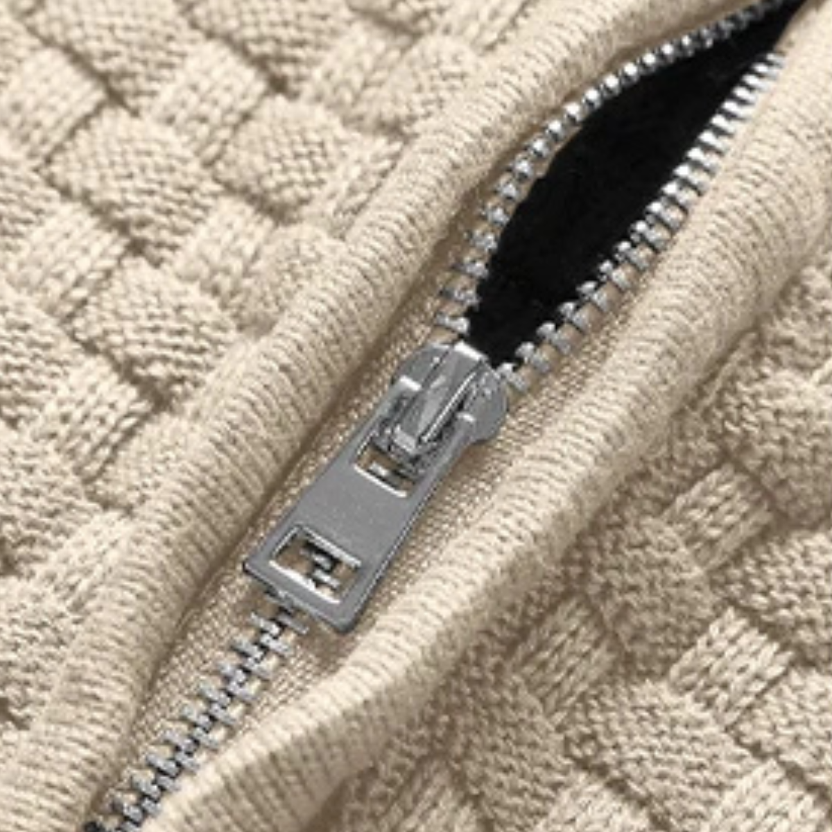 Men's Winter Knitted Sweater Half Zip Warm Beige