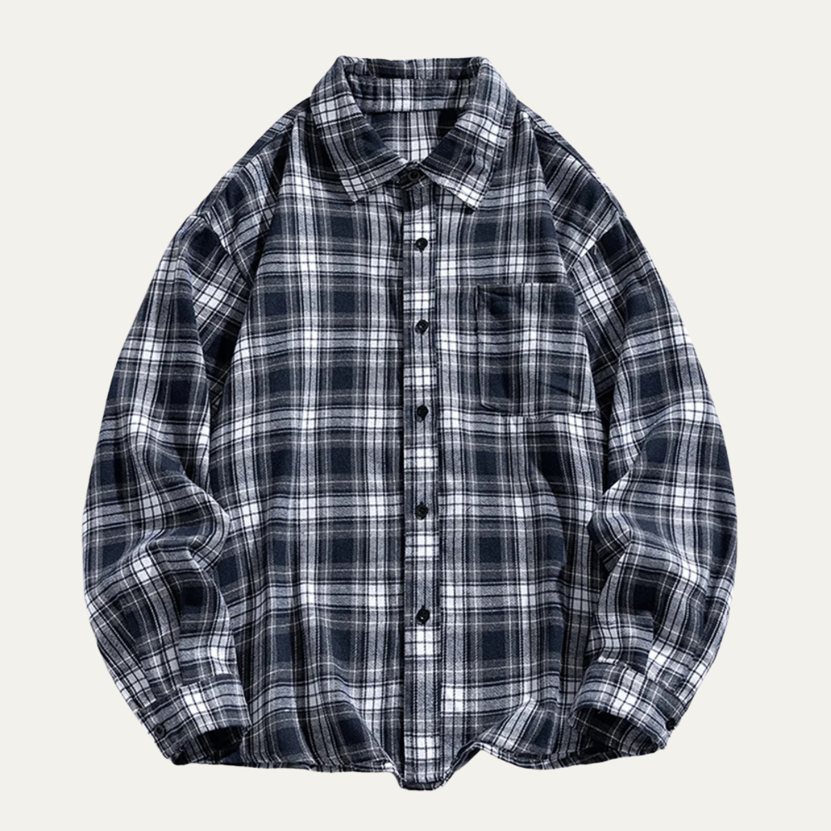 Men's Plaid Casual Shirt Loose Fit Retro