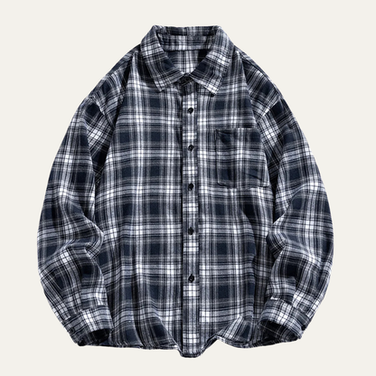 Men's Plaid Casual Shirt Loose Fit Retro