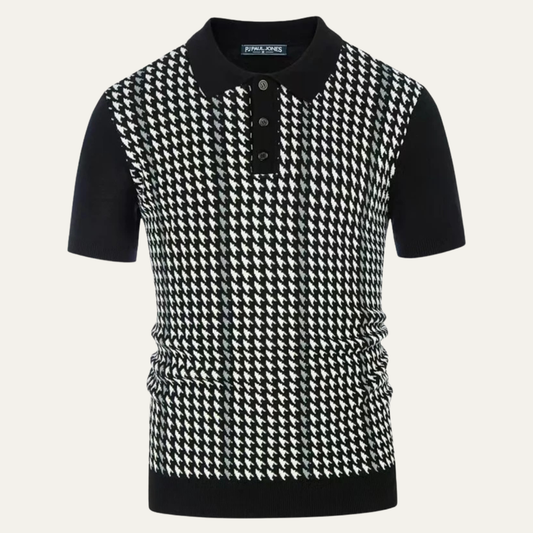 Amarone Men's Knit Polo Contrast Pattern Shirt - Fashinoza