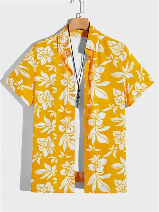 Hawaiian Shirt 3D Flower Print Vibrant Style - Fashinoza