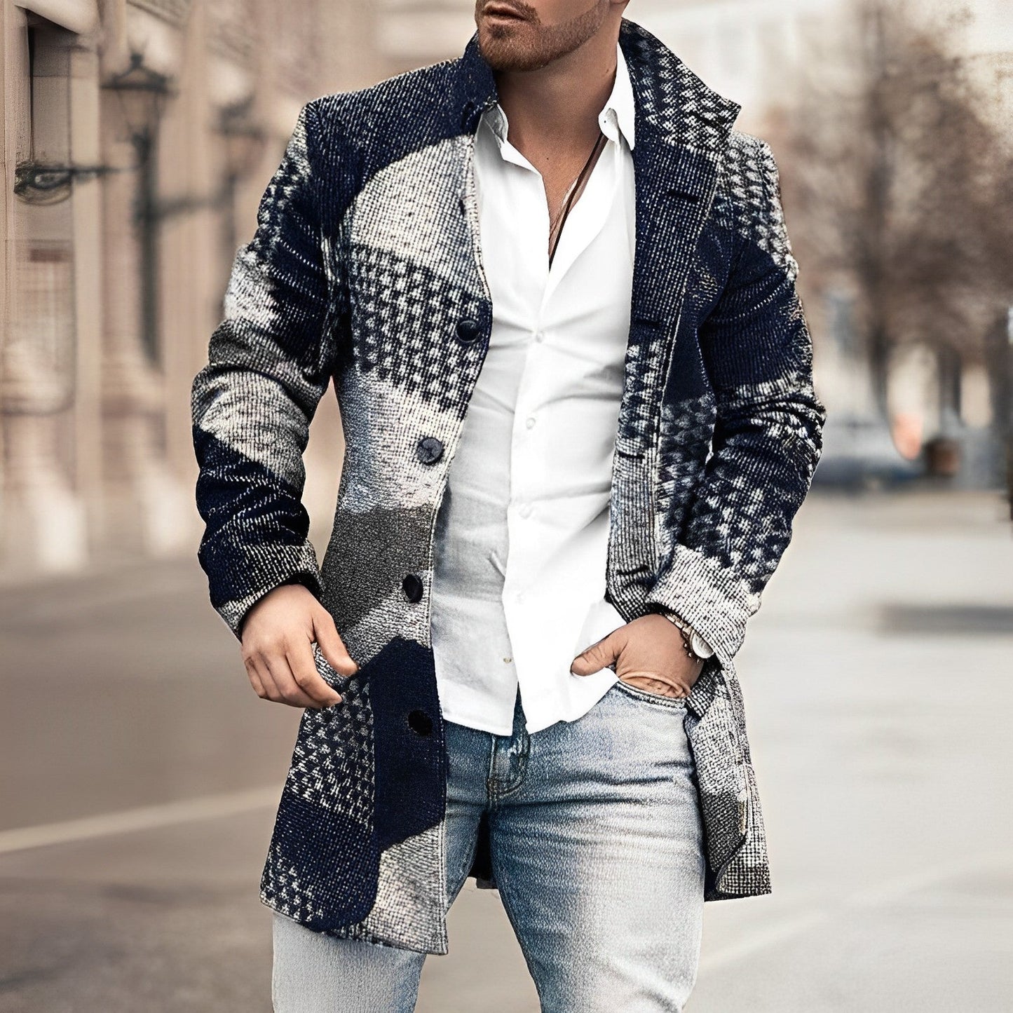 Gavin | Stylish Long Button Up Coat for Men
