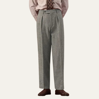 Men's High Waist Pleated Pants Tailored Fit