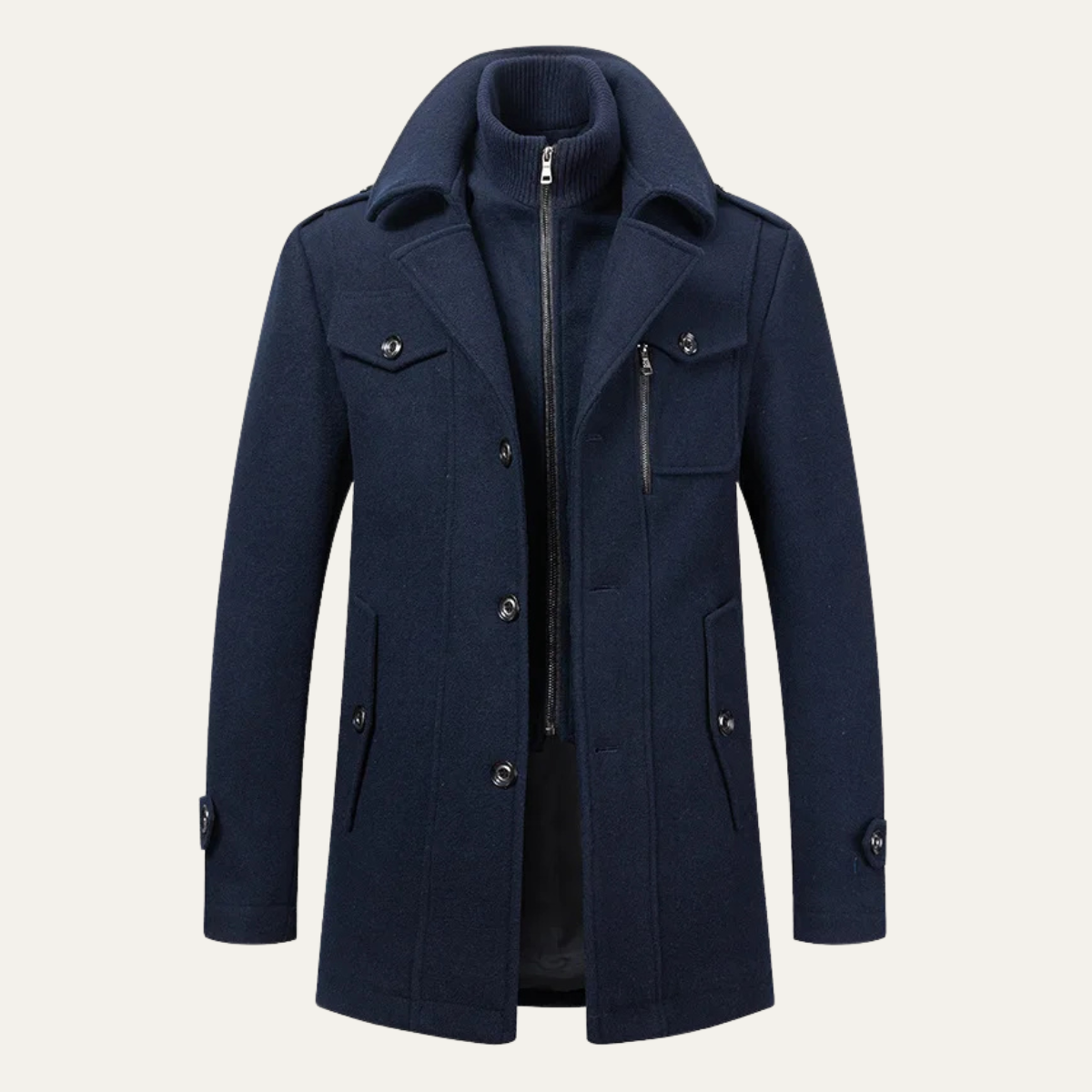 Edgemont Men's Wool Blend Trench Coat Double Collar