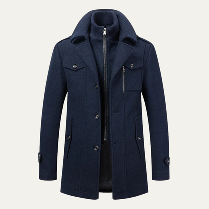 Edgemont Men's Wool Blend Trench Coat Double Collar