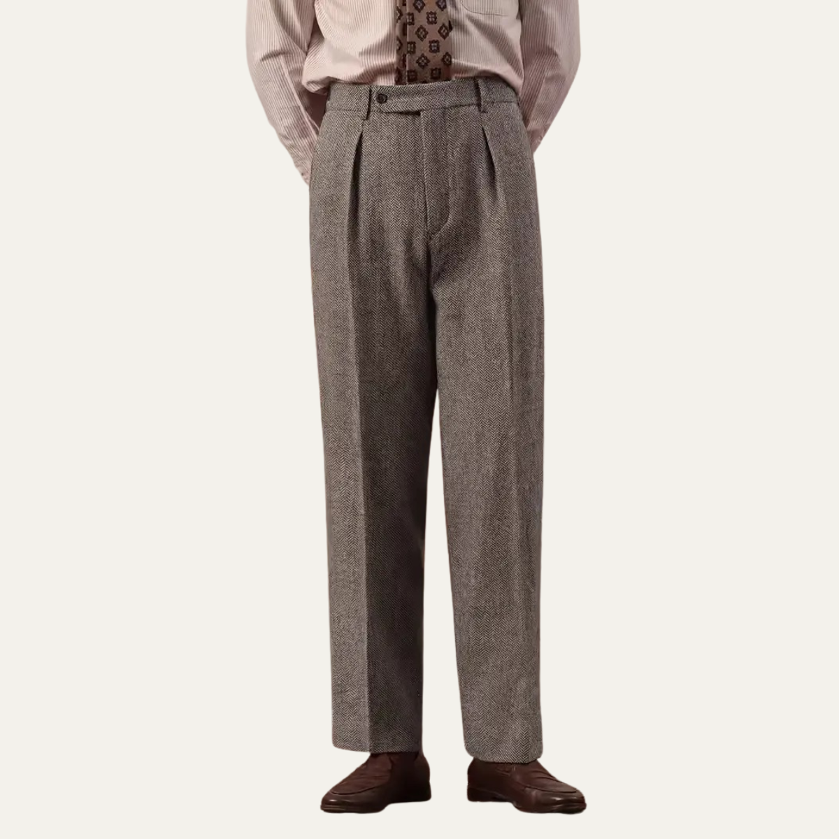 Men's High Waist Pleated Pants Tailored Fit