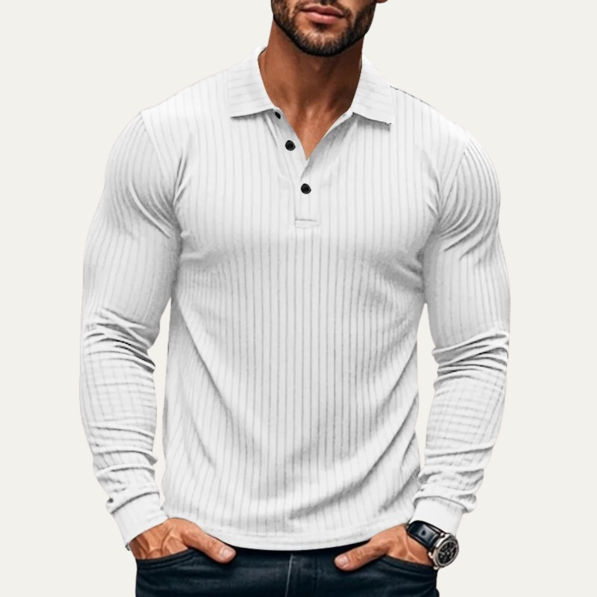 Men's Ribbed Polo Shirt Knitted