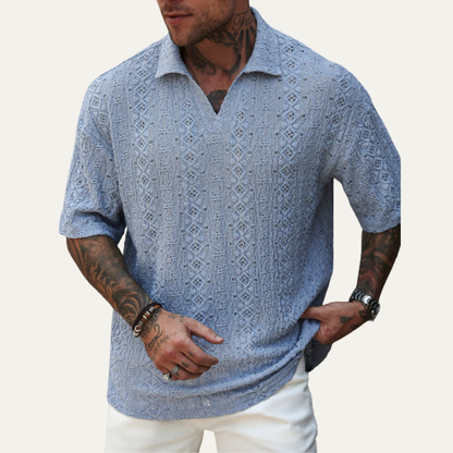Men's Short Sleeve Polo Shirt Cotton Light Blue