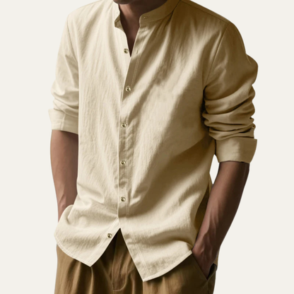 Aosta Men's Cotton Linen Button Down Shirt