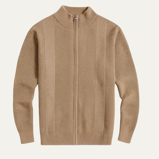 Men's Ribbed Knit Sweater Zip Up Casual - Fashinoza