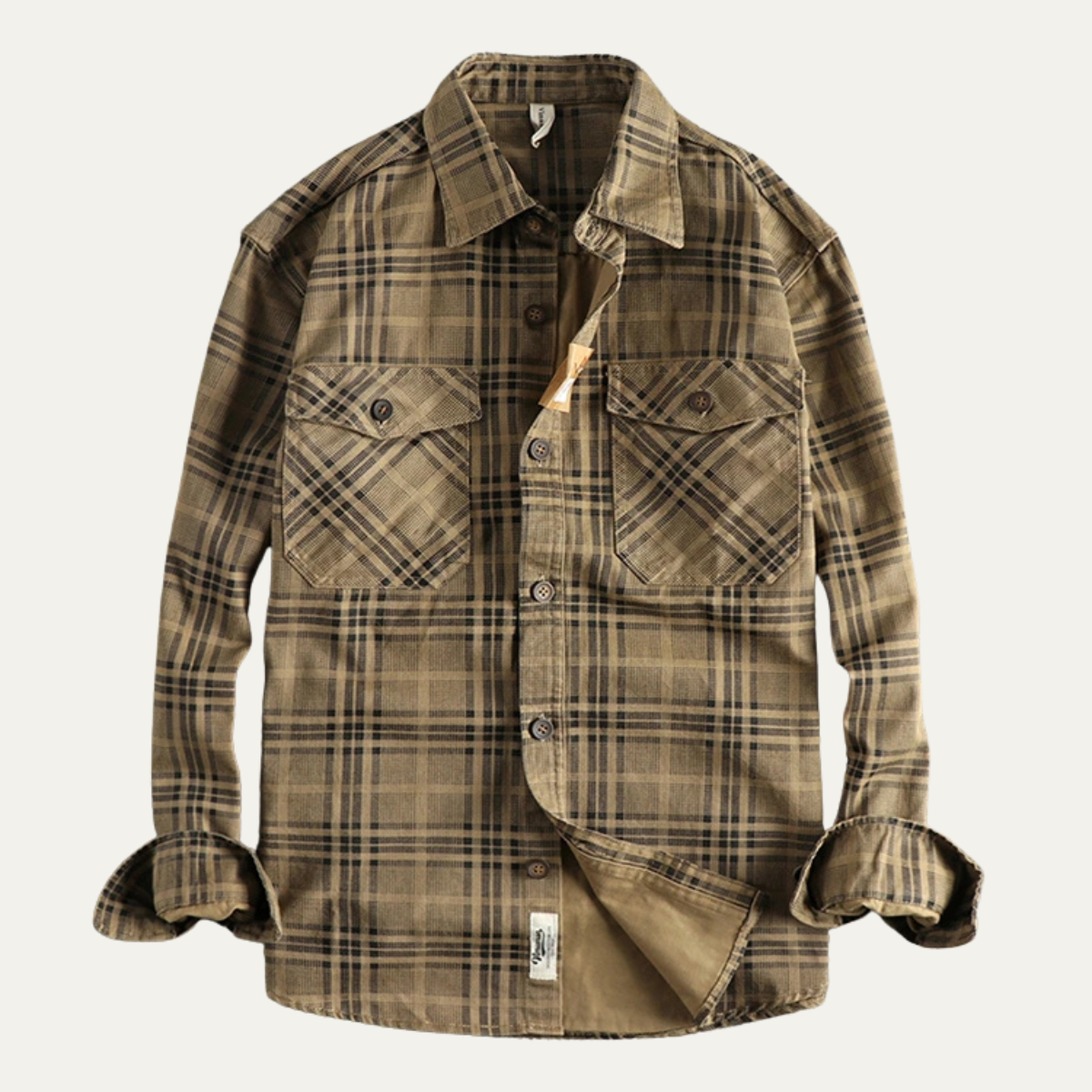 Men's Cotton Shirt Jacket Lightweight Checkered - Fashinoza